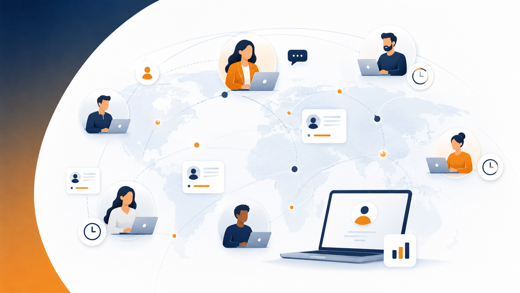 Map showing globally distributed remote candidates available for startup teams